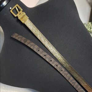 Michael Kors Reversible belt (Gold and Brown monogram) Women's Belt